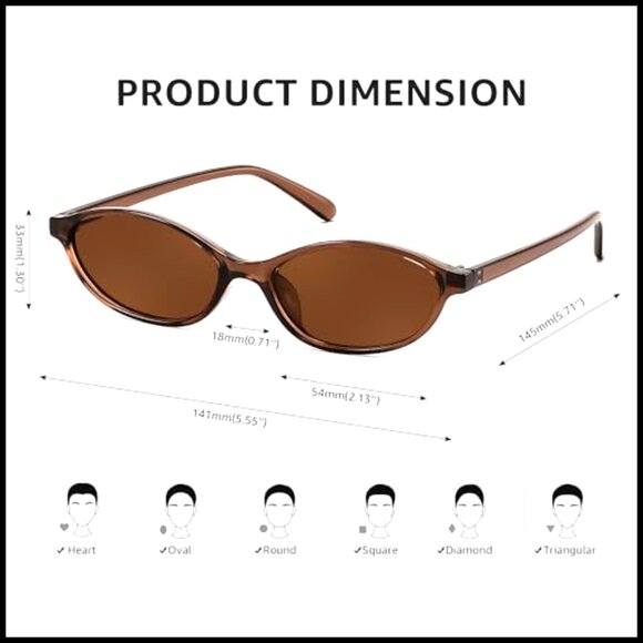 Retro Oval Cat Eye Sunglasses Lightweight UV400 Protection Women\'s Shades